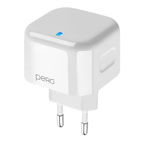 Сетевое зарядное устройство Pero TC10, USB-C + USB-A c кабелем Zarman type-c, lighting, 20 Вт, белый